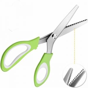 Ciseaux &agrave; denteler Ciseaux Cranteurs de Couture pour Tissu Qualit&eacute; Professionnelle 24cm- Verts