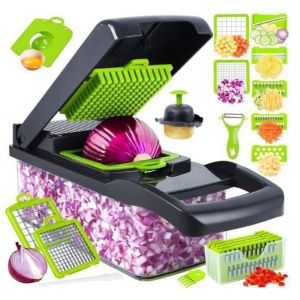 Coupe Legumes Multifonctions16 En 1 Mandoline CuisineMandoline Professionnelle CuisineDecoupe Legumes avec 8 Lames Réglable.