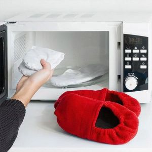 Chaussons Chauffants Mixtes SHOP-STORY - R&eacute;chauffables au Micro-Onde - Taille Unique Rouge