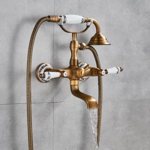 Robinet douche - Douchette - Mitigeur - en laiton Bronze - Mur - Baignoire SDB - Retro