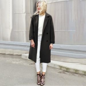 Manteau dhiver pour femmes Funmoon - Bouton solide - Veste décontractée - Pardessus en poil de couverture