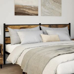 vidaXL Tête de lit chêne fumé 180 cm fer et bois dingénierie tête de lit pour lit double tête de lit en métal tête de 4017089