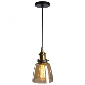 SNOGOLD Suspension Industriel en Verre E27 Luminaire Lustre Vintage Abat-jour en Verre Ambr&eacute; &Eacute;clairage R&eacute;tro pour Restaurant -B