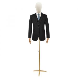 Mannequin de couture homme - Hauteur r&eacute;glable - Buste pour homme - Avec support en m&eacute;tal et bras en bois