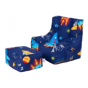 Fauteuil Pouf de jeu pour le enfants - Pouf chaise Imprimé avec repose-pieds - Pouf poire pour salon - Garçon de lespace
