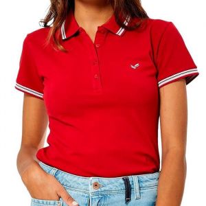Polos Kaporal Jule Carmin - Rouge - Femme - Slim - Manches courtes - Col polo