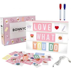 BONNYCO Light Box Rose avec 400 Lettres et Emojis 2 Marqueurs Ç Inclus  Boite Lumineuse Message Ideal Decoration Maison ROSE