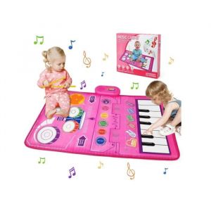Tapis de Danse & Tambour 2 en 1 - MARQUE - Modèle - Clavier de Piano - Batterie Jazz - Jouet Bébé (Rose 80*50)