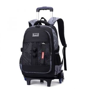 Sac Dos avec Roues pour Garcon Enfant - Cartable a Roulette Amovible Garon cole Primaire - Lger - Noir - 32x24x46 cm Noir PZCC