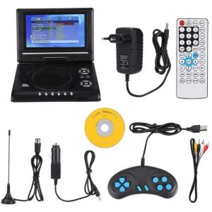 Lecteur DVD Portable 78 écran LCD 16: 9 Écran pivotant à 270 degrés Lecteur de Voiture TV Rechargeable Lecteur de Carte USB A99