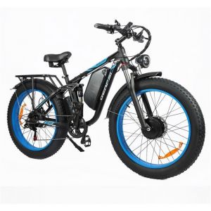 V&eacute;lo &Eacute;lectrique Double Moteur 1500W x2 Batterie 52V32AH 55KM/H Autonomie-PAS 100KM 26*4.0 Fat Pneu Tout Suspendu - VTT - Bleu