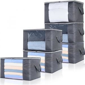6pc Sac Rangement VetementCaisse Boite Rangement D&eacute;m&eacute;nagement PliableNon-Tiss&eacute; Sac de Rangement sous Lit pour V&ecirc;tements