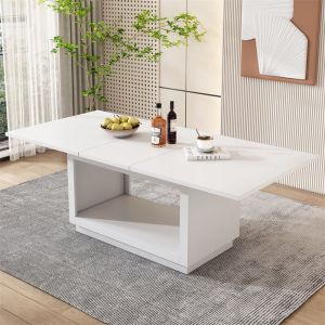 Table Extensible Salle a Manger Moderne Table Carrée Extensible 140/180x70x765cm Table Extensible Blanche Table avec Rallonge