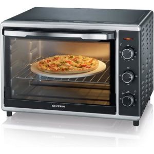 Mini-Four &agrave; Chaleur Tournante - Inox - 42L - 1800W - Pierre &agrave; Pizza - Tournebroche