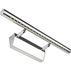 Lampe Salle de Bain Mirroir Acier Inoxydable LED 5W Applique Murale Lumi&egrave;re Tableau &Eacute;tanche IP44 avec Interrupteur -Blanc Froid