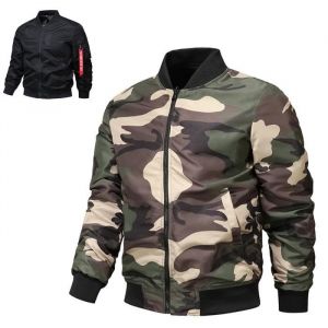 Bomber Réversible Noir Camouflage Cargo Blouson pour Homme Automno Printemps - INSFITY - Homme