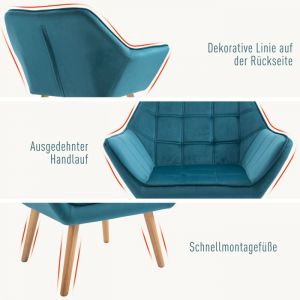 fauteuil simple fauteuil oreille fauteuil relaxant velours jambes sur&eacute;lev&eacute;es velours polyester scandinave bleu