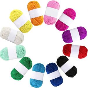 Lot de 12 pelotes de laine acrylique double pour tricot et crochet id&eacute;ales pour les petits projets de tricot et les travaux