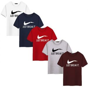 Tee Shirt Homme Imprim&eacute; Col Arrondi Manches Courtes - INSFITY - Blanc/bleu/gris/bordeaux/rouge