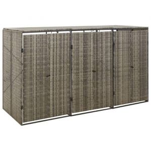Cache Poubelle/ Abri pour poubelle - VIDAXL - triple Gris 207x80x117 cm Résine tressée CC1572137