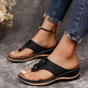 Femme Tong Ergonomique Claquette Semelle Epaisse Flip Flops Enfiler Bout Ouvert Piscine Arch Support Semelle Souple