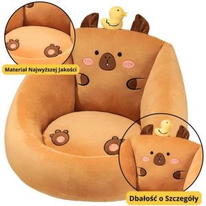 Peluche Leantoys Fauteuil en peluche Capybara pour enfant avec canard marron 50 x 45 cm