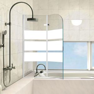Clanmacy Pare-baignoire Repliable facile à nettoyer pivotant à 180degré 2 parties 100x140cm blanc PARE-BAIGNOIRE