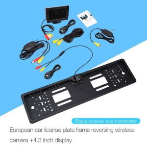 kit moniteur de voiture Caméra de recul sans fil caméra plaque dimmatriculation de voiture 170 degrés + 4.3 moniteur de voitu-HB065