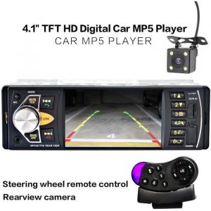 12V 4.1  HD TFT Bluetooth Car Stereo Auto Radio Voiture MP4 MP5 Player Autoradio avec cam&eacute;ra de recul T&eacute;l&eacute;commande FM / SD / AUX