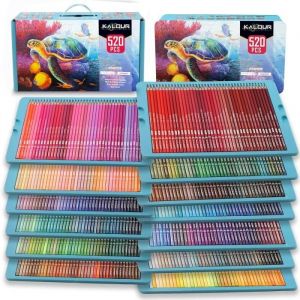 KALOUR Pro Crayons de CouleurEnsemble de 520 CouleursMine Douce pour Artistes avec des Couleurs Vibrantes