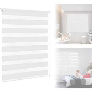 LARS360 Store enrouleur double avec cassette en aluminium pour fen&ecirc;tre avec cha&icirc;nette lat&eacute;rale pour int&eacute;rieur 60x120cm (blanc)