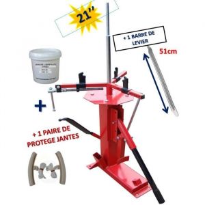 Démonte Pneu universel jusqua 21 Manuel Auto Moto + 2 Protections Jante + Graisse Pneu 1kg + 1 Barre de Levier