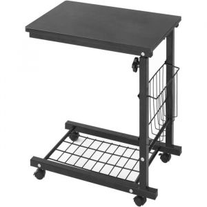 SogesHome Bureau pour ordinateur portable table dappoint table réglable en hauteur avec roulettes 48 ​​cm x 30 cm
