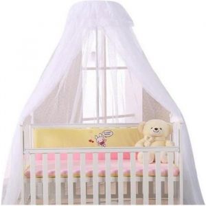 Ciel de Lit B&eacute;b&eacute; avec Support - Moustiquaire Ronde - D&eacute;coratif Blanc Blanc CIEL DE LIT BEBE