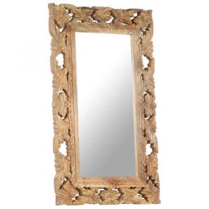 SALE 2025Miroir mural Suspendu MOOD - Miroir sculpté à la main - Marron 80x50cm Bois de manguier massif Chill889110