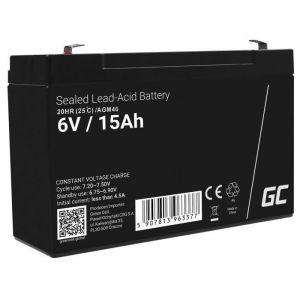 GreenCell®  Rechargeable Batterie AGM 6V 15Ah accumulateur au Gel Plomb Cycles sans Entretien VRLA Battery étanche Résistantes