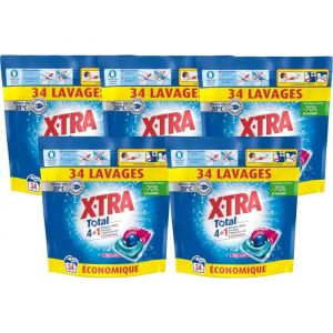 Xtra Total - Lot de 5 Pack de Capsules de lessive - Trio-Caps - 4 plus 1 - Original