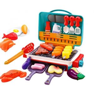 Jouets de barbecue Ensemble de jeu barbecue pour enfants Jouets de simulation avec aliments changeant de couleur et fum&eacute;e