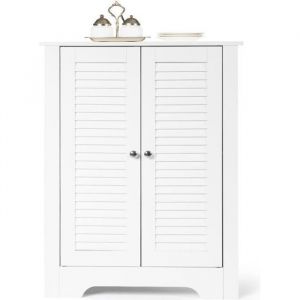 COSTWAY Armoire dAngle Meuble de Rangement 63x32x815 cm 2 Portes à Volet et Étagère Réglable pour Salon Chambre Bureau Blanc