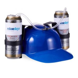 Casque &agrave; boisson lot de 10 casque &agrave; tube 2 porte-canettes casque &agrave; bi&egrave;re anti-soif carnaval f&ecirc;te football bleu