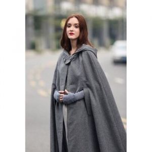 Cape à capuche Longue Vintage pour Femme - Marque - Modèle - Confortable et respirant - Chaud - À nouer