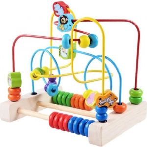 Circuit à Boule Enfant Boulier Montessori en Bois Jeux de Labyrinthe animaux Perles Jouet Creatif Cadeau danniversaire Noël Fête