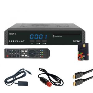 Pack SERVIMAT Récepteur satellite Full HD + Carte TNTSAT V6 + Câble HDMI + Câble 12V + Déport IR