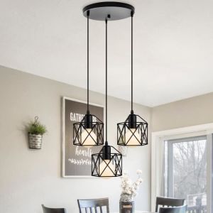 IDEGU Rétro Lustre Suspension Industrielle Fer Forge Plafonnier Luminaire Style Vintage pour Salon Chambre Cuisine