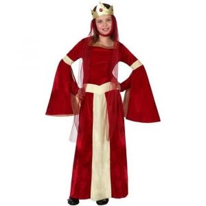 Déguisement Princesse Médiévale Rouge - Enfant 4-6 ans - Robe Ceinture Couronne et Voile