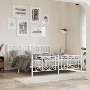 &Mode Lit 2 Personnes - BEWI - Structure de lit Adulte/enfant - m&eacute;tal sans matelas - et pied de lit blanc 180x200cm 353298