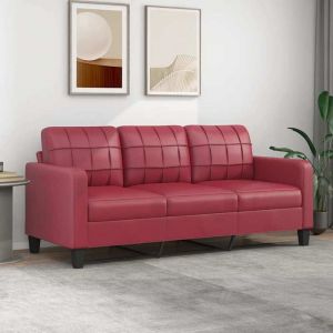 Canapé à 3 places scandinave - Mobilier de Salon - Rouge bordeaux 180 cm Similicuir NEUF BM243280785