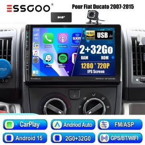 Autoradio 2 din - ESSGOO - DAB+ - &Eacute;cran 9 - Carplay - Android Auto - Fiat Ducato/Peugeot Boxer