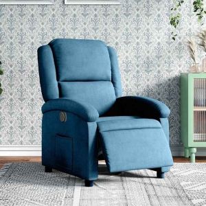 Bonne qualit&eacute; - Fauteuil inclinable &eacute;lectrique bleu velours71x865x995 cm Relaxation - Scandinave DECO M2133235