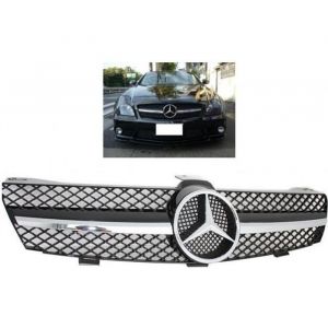 CALANDRE MERCEDES NOIR BRILLANT ET CHROME CLS W219 PHASE 1 DE 07/2004 A 01/2008 + LOGO